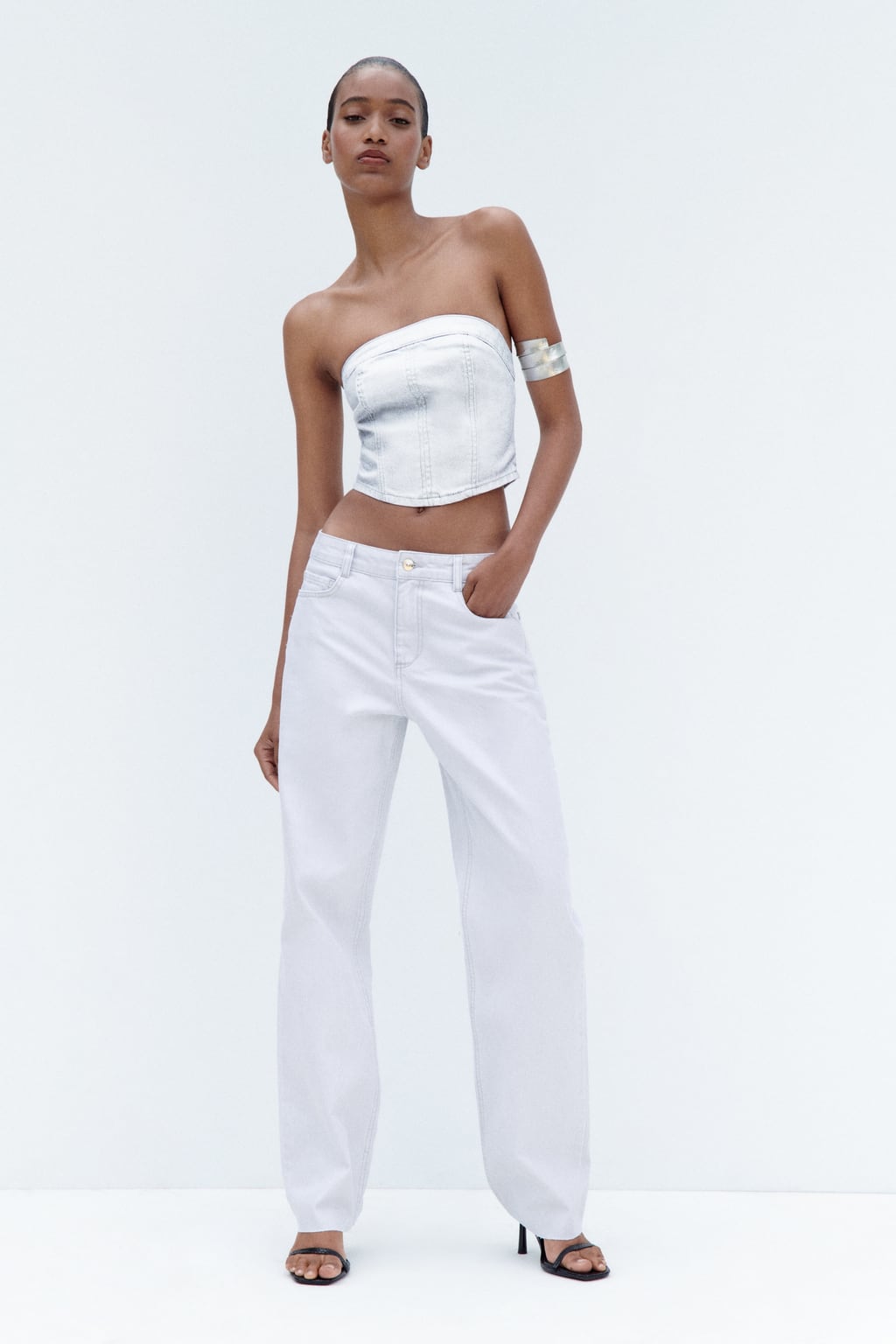 

Топ-бюстье металлик без бретелек ZARA, серый