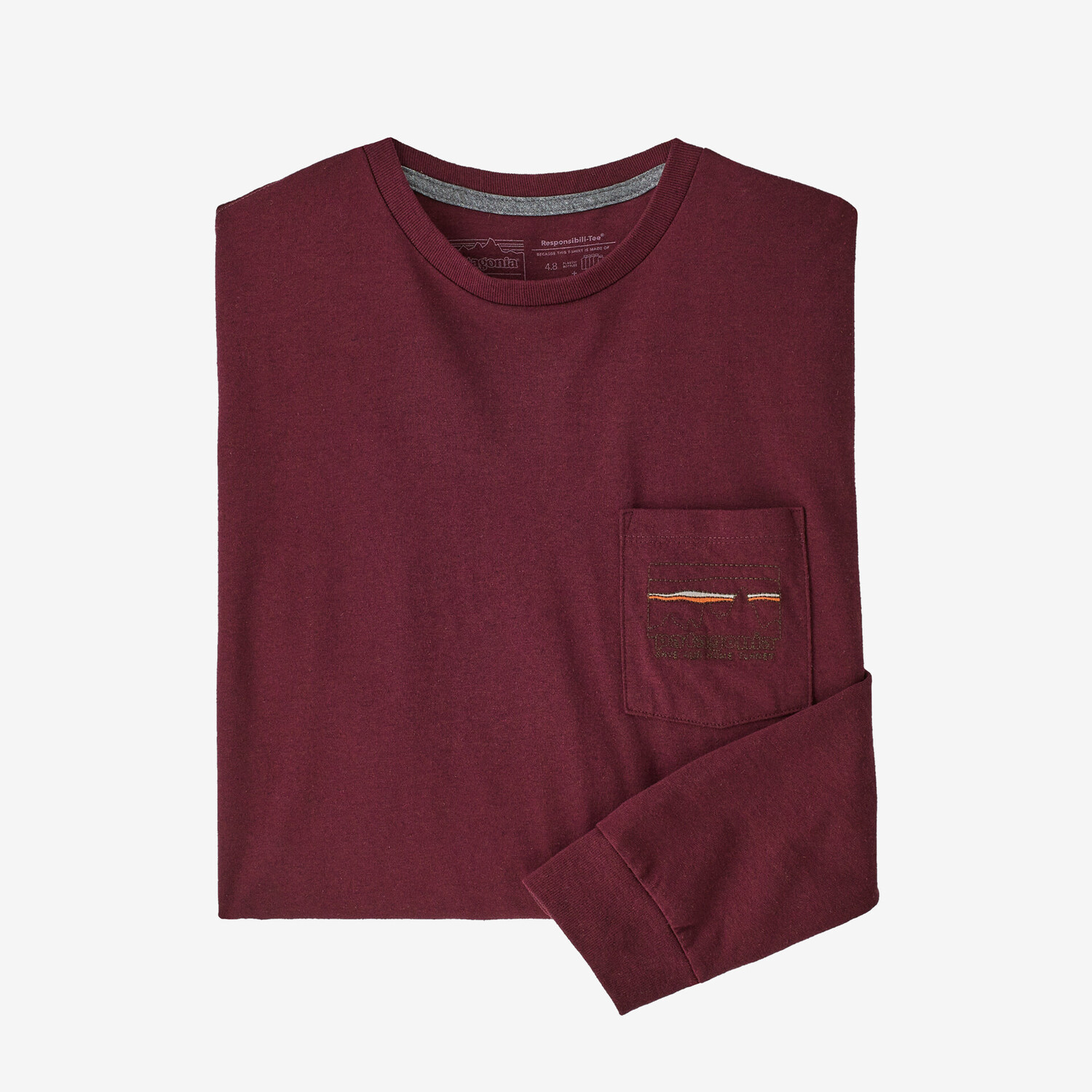

Мужская футболка Skyline Pocket Responsibili 73 с длинными рукавами Patagonia, секвойя красная, Красный