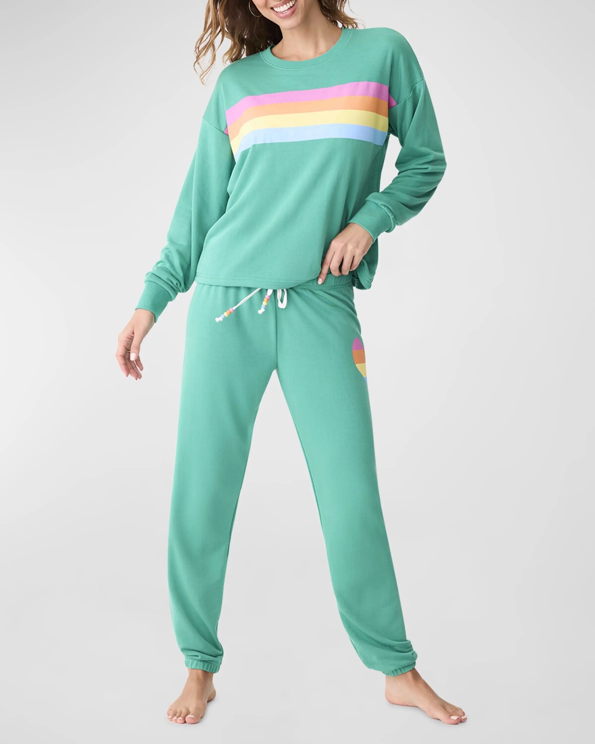 

Джоггеры для отдыха Live In Color с сердечками PJ Salvage, цвет Sea Green