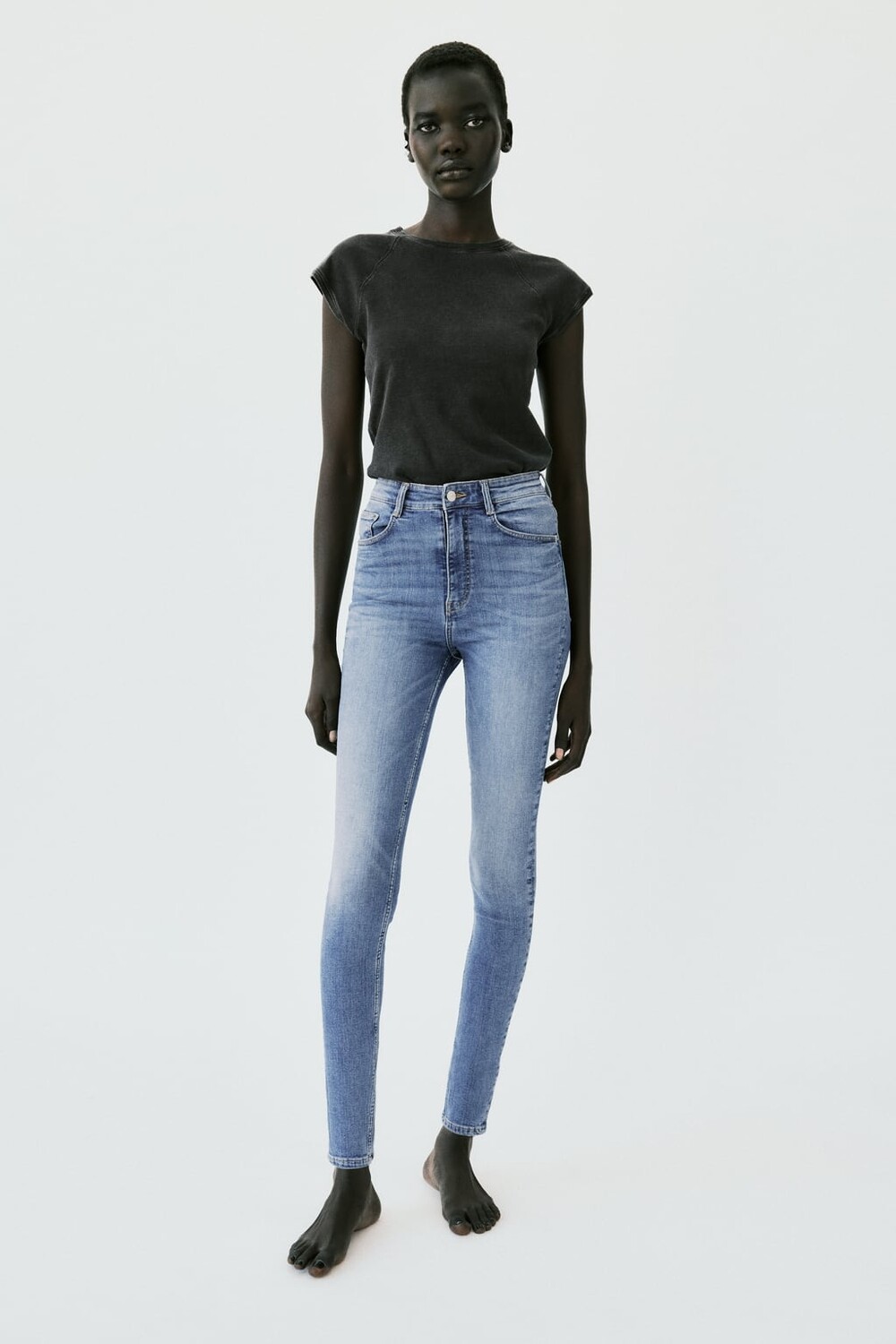 

Джинсы скинни TRF с высокой посадкой ZARA, синий