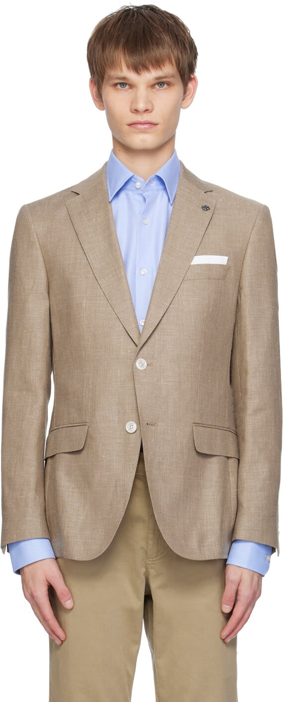 

Бежевый пиджак приталенного кроя Boss, цвет Medium beige