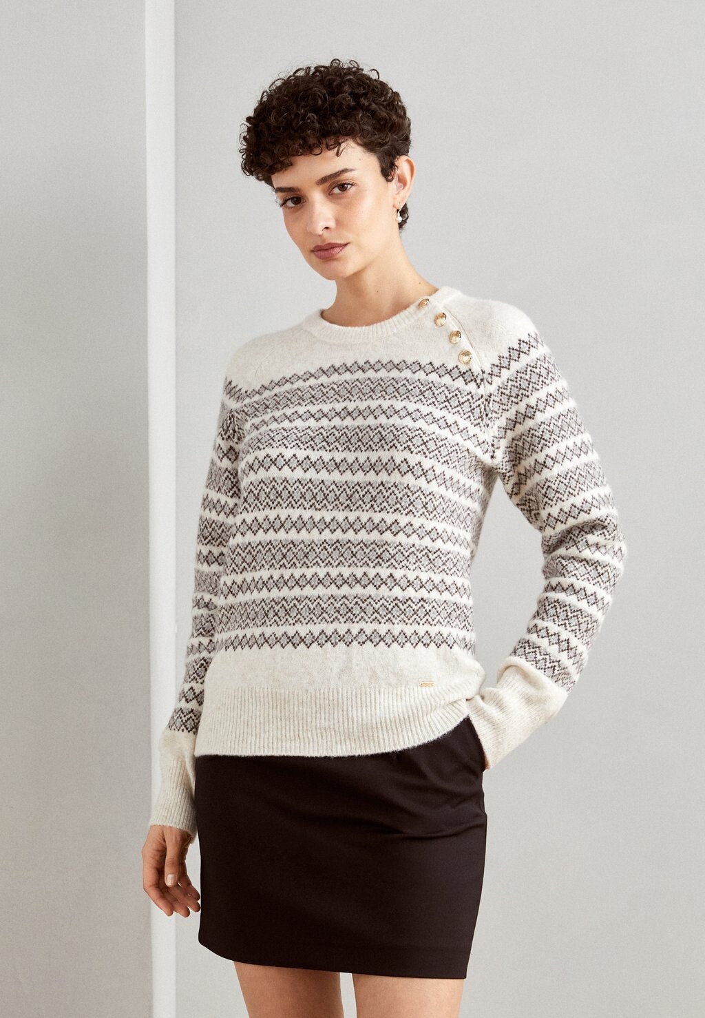 

Свитер СВИТЕР CHRISTINE FAIR ISLE Lindex, светло-бежевый