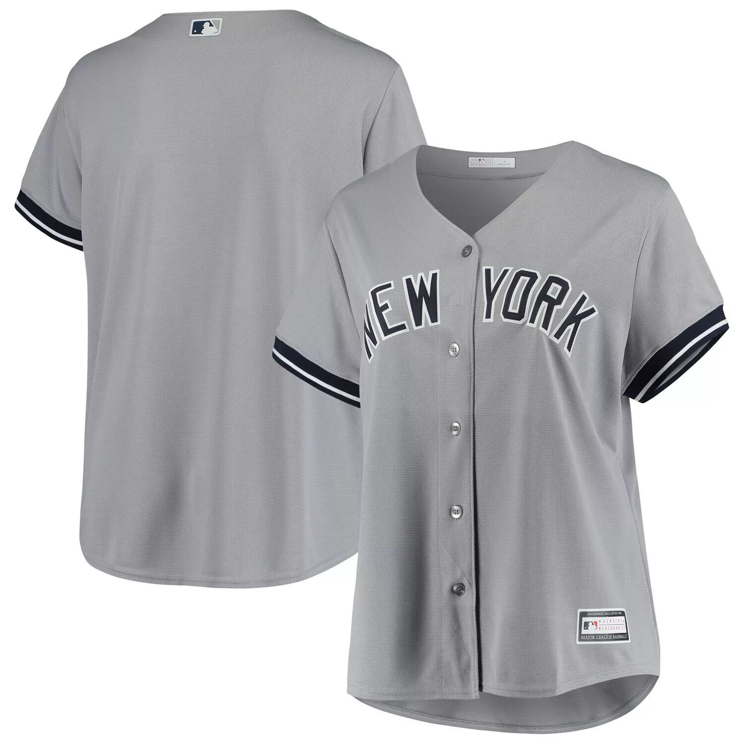 

Женская серая футболка больших размеров New York Yankees Road Replica Team, Серый