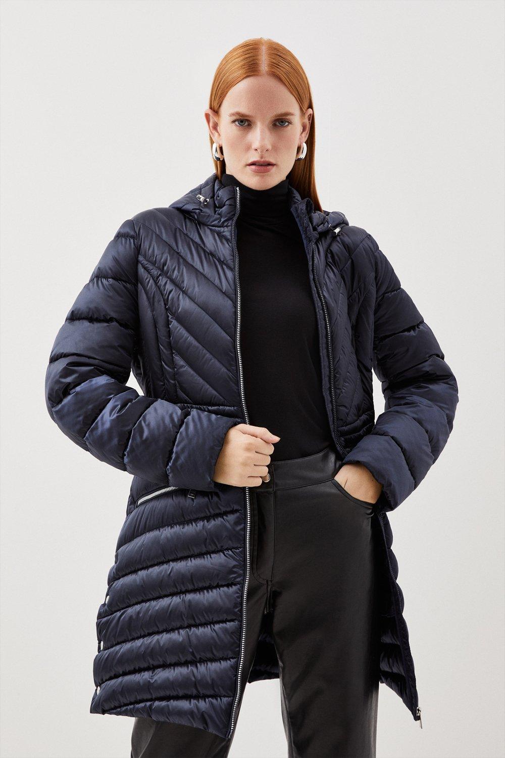 Высокое легкое складное пальто Karen Millen, темно-синий