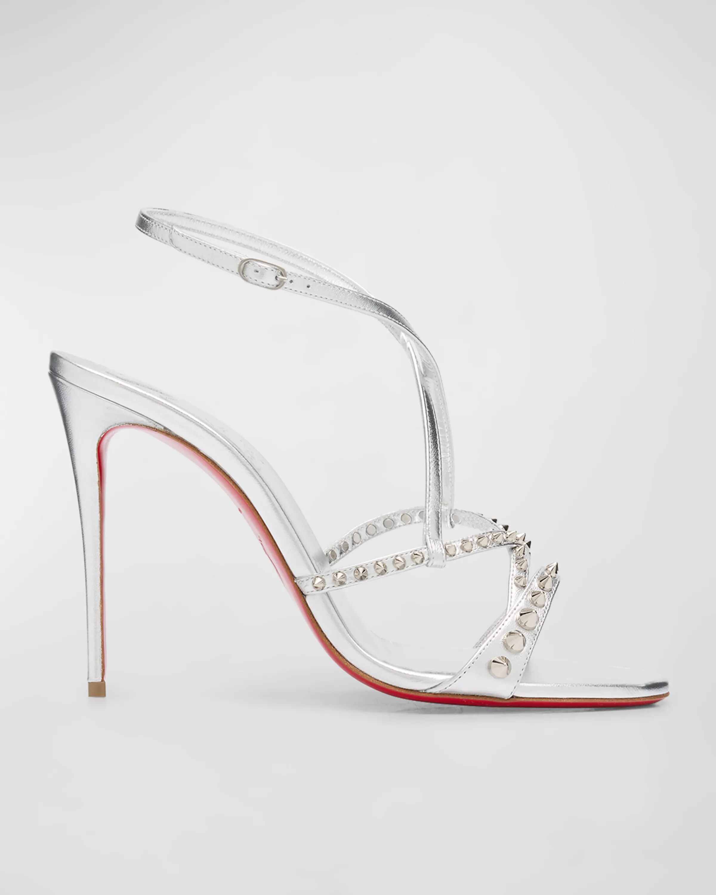 

Сандалии на красной подошве с металлизированными шипами Christian Louboutin, цвет Silver