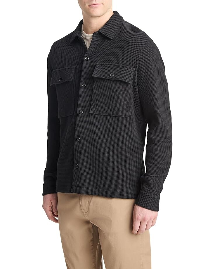 

Куртка Vince Chunky Waffle Shirt Jacket, черный