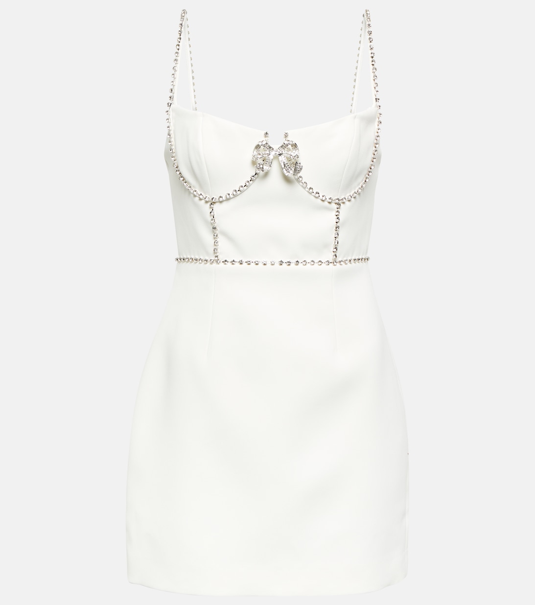 Мини-платье с кристаллами SELF-PORTRAIT, белый платье на одно плечо с кристаллами self portrait