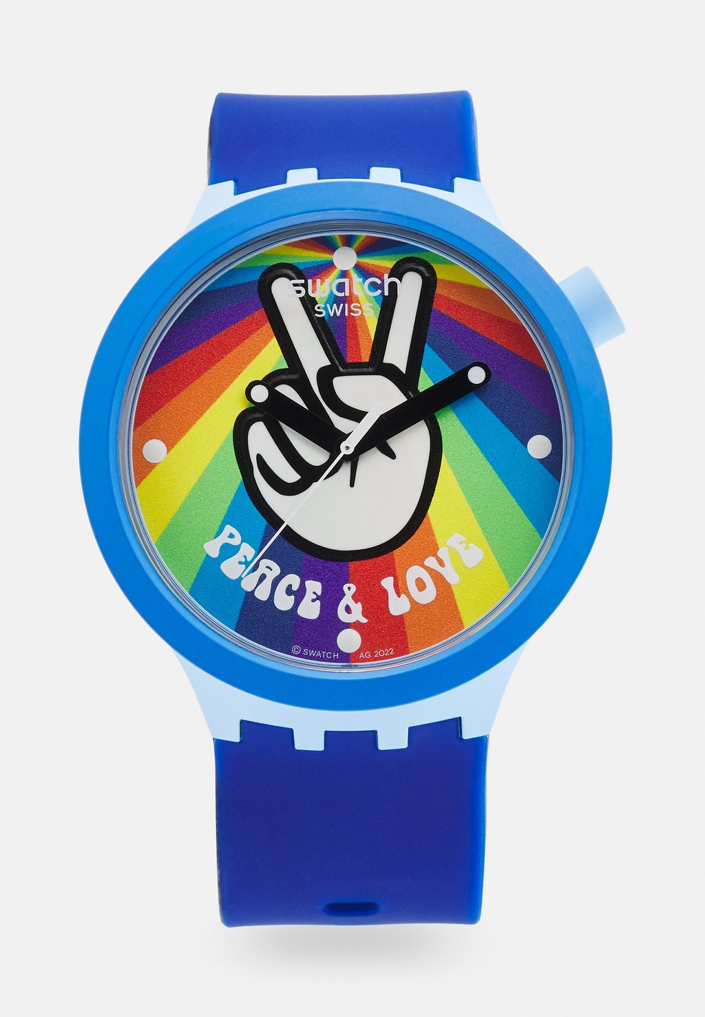 цена Часы Peace Hand Love Unisex Swatch, цвет blue/multi-coloured