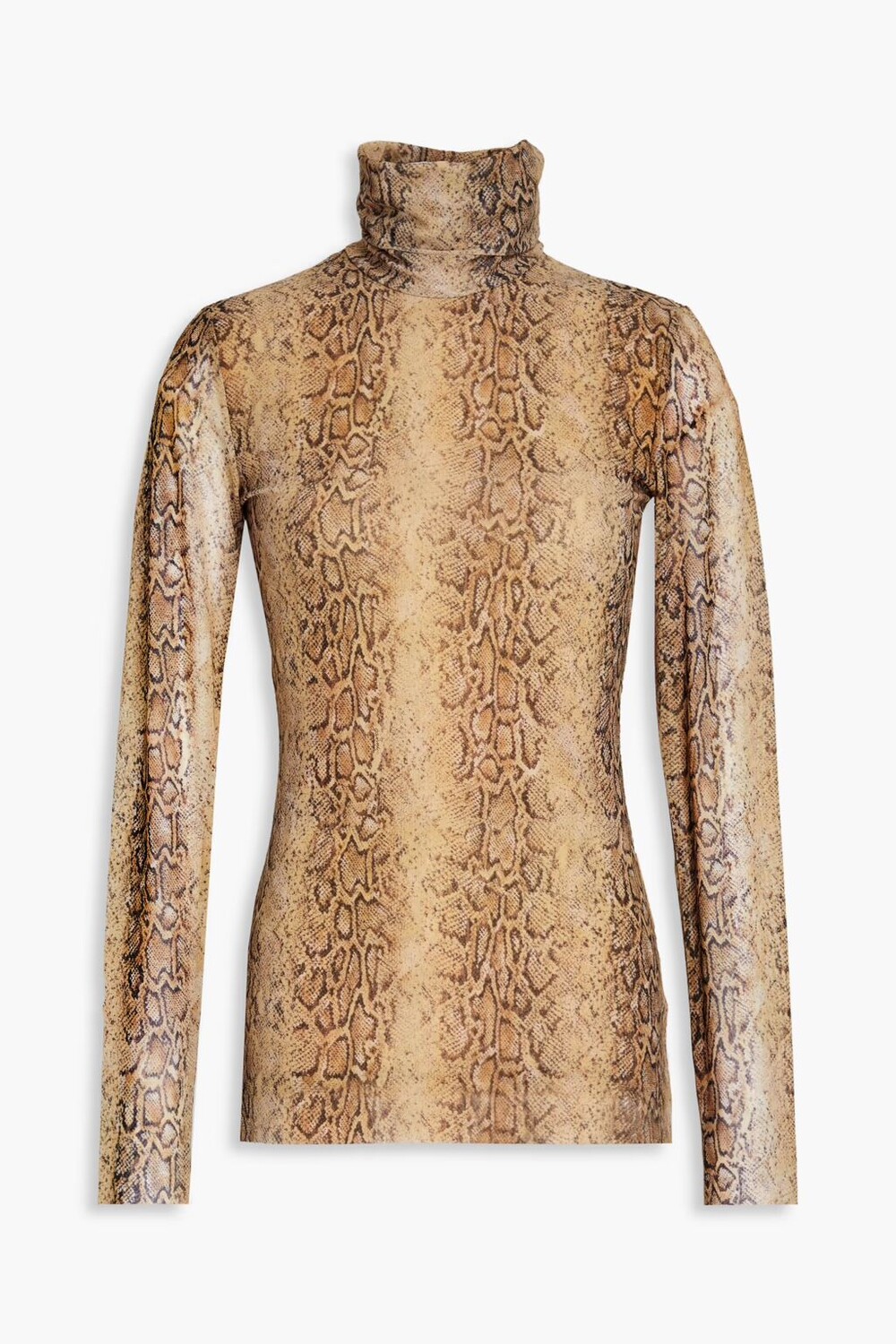 

Водолазка из эластичной сетки со змеиным принтом Ganni, цвет Animal print