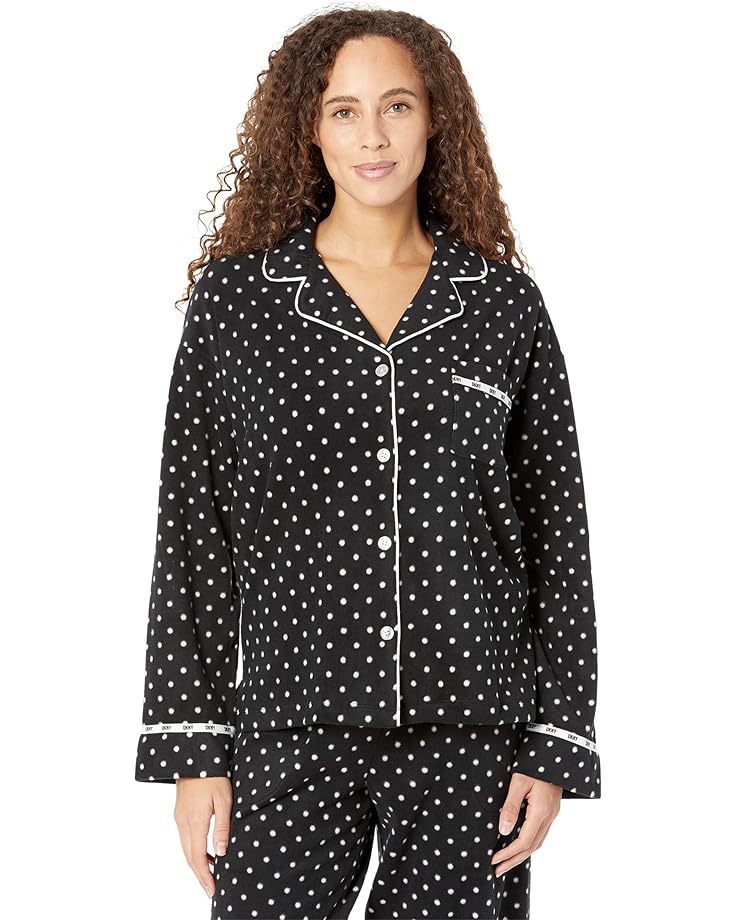 Пижамный комплект DKNY Long Sleeve Notch PJ Set, цвет Black Dot