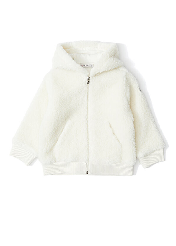 

Белый плюшевый свитшот с капюшоном для мальчика Moncler