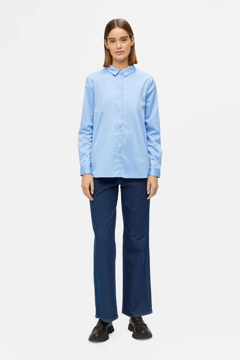 Рубашка из поплина Object, синий рубашка из поплина с длинными рукавами 44 fr 50 rus белый