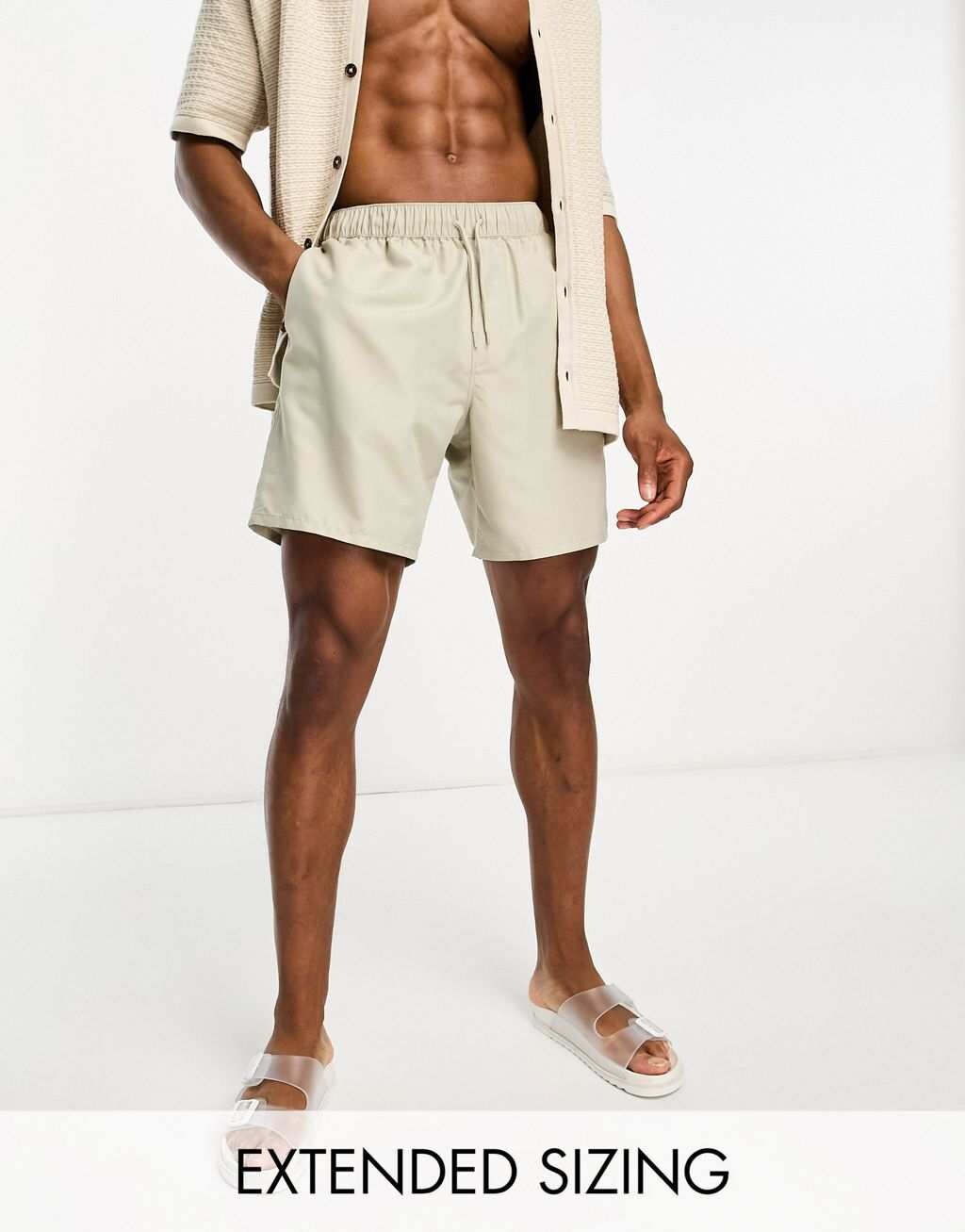 

Экрю-шорты для плавания средней длины ASOS DESIGN