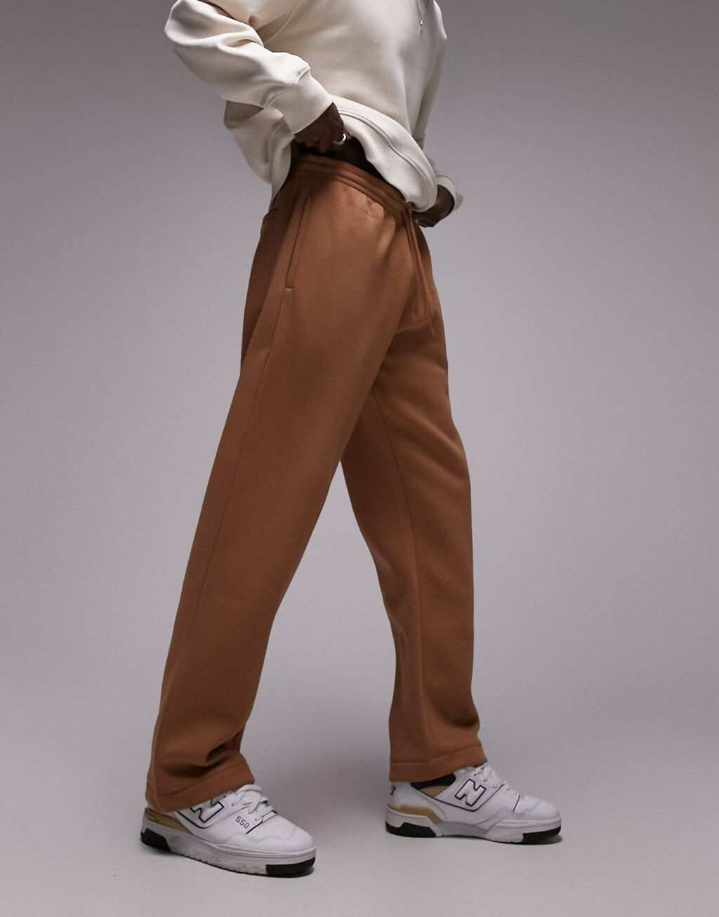 

Коричневые джоггеры прямого кроя Topman