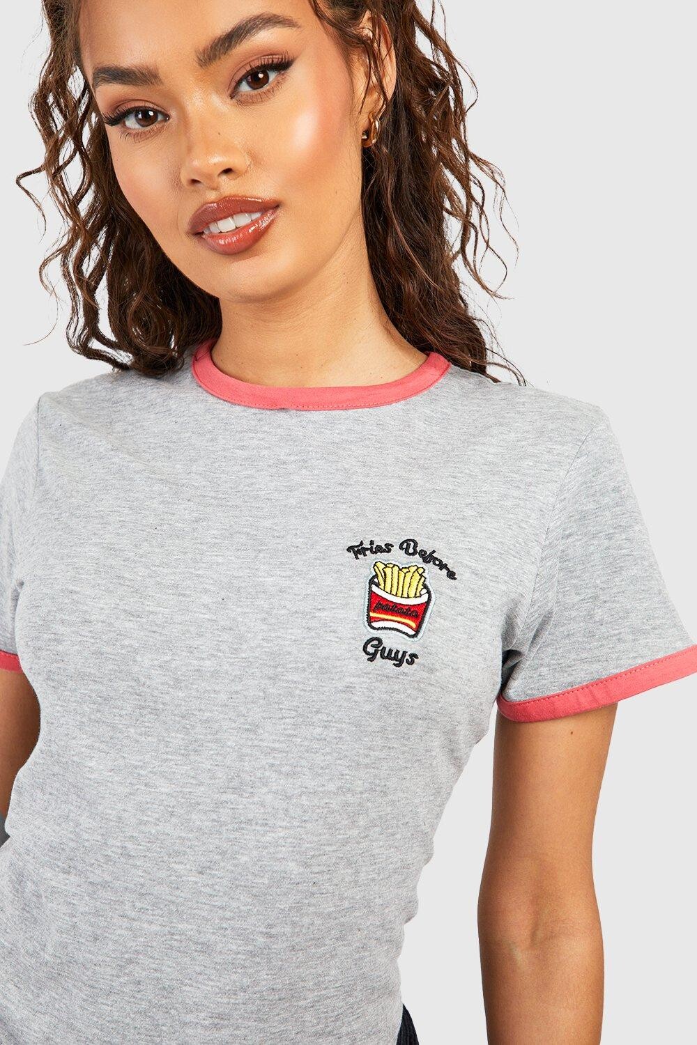 

Футболка ringer с карманами и графическим принтом Boohoo, красный