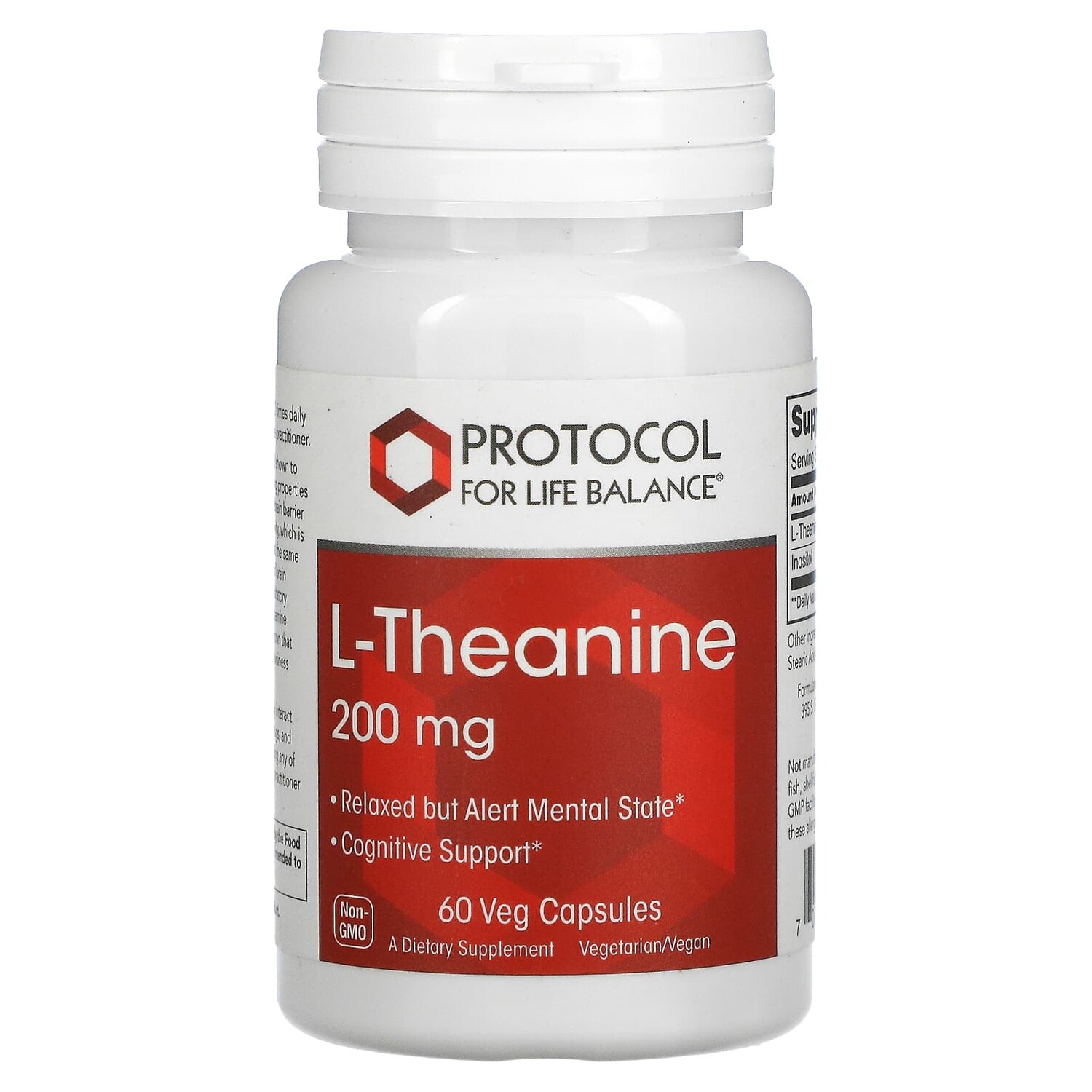 

L-теанин, 200 мг, 60 растительных капсул, Protocol for Life Balance