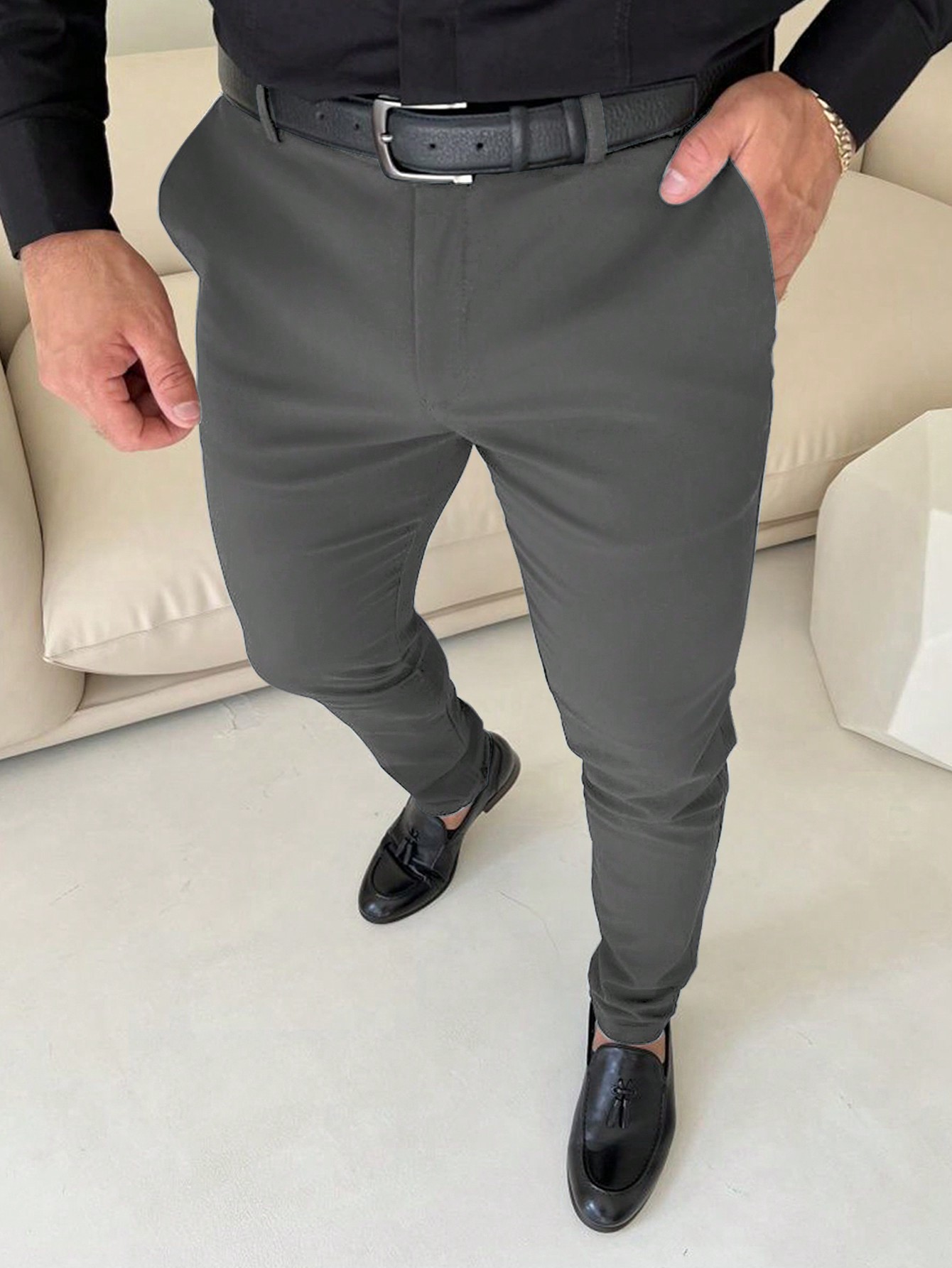 Мужские однотонные брюки с карманами Manfinity Mode, серый парные повседневные брюки функциональные мужские брюки клеш облегающие уличные модные универсальные повседневные брюки лидер продаж дж