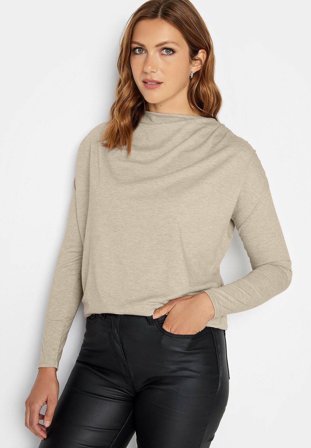 

Футболка с длинным рукавом Ruched Neck Long Tall Sally, бежевый