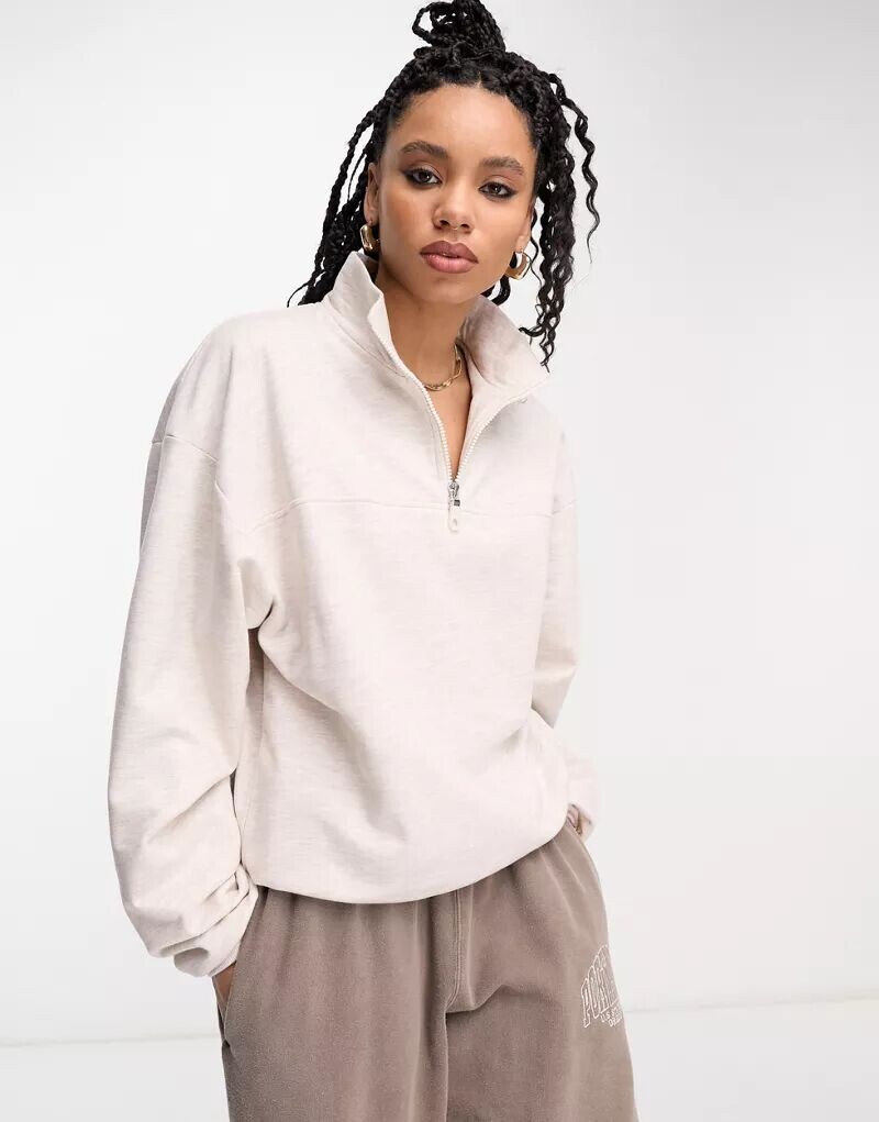 

Бежевый свитшот на молнии ASOS, Серый