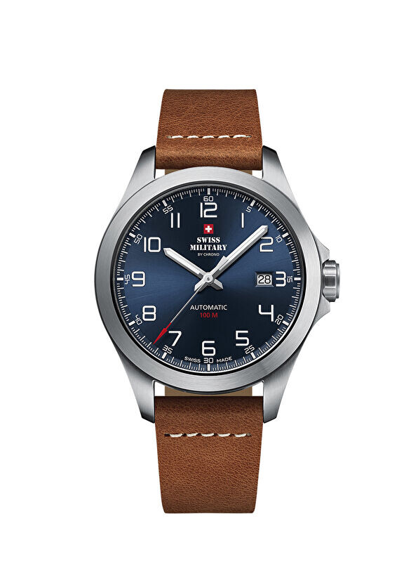 

Sma34077.03 кожаные мужские наручные часы Swiss Military By Chrono, серебряный