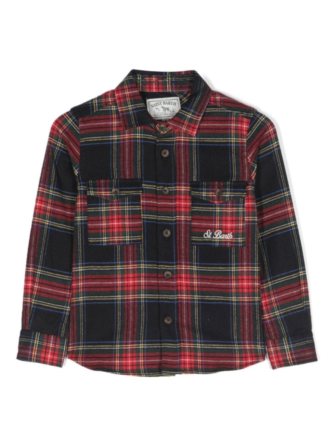 

Mc2 Saint Barth logo-embroidered tartan shirt, красный