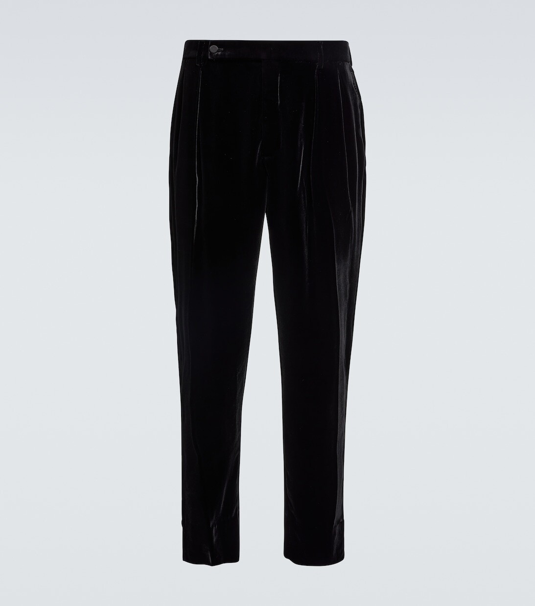 

Бархатные брюки морковного кроя Saint Laurent, черный