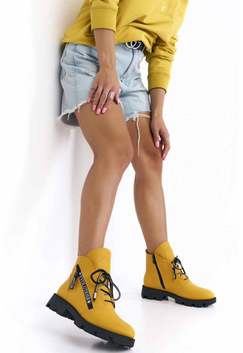 Ботильоны на шнуровке Sergio Leone, желтый