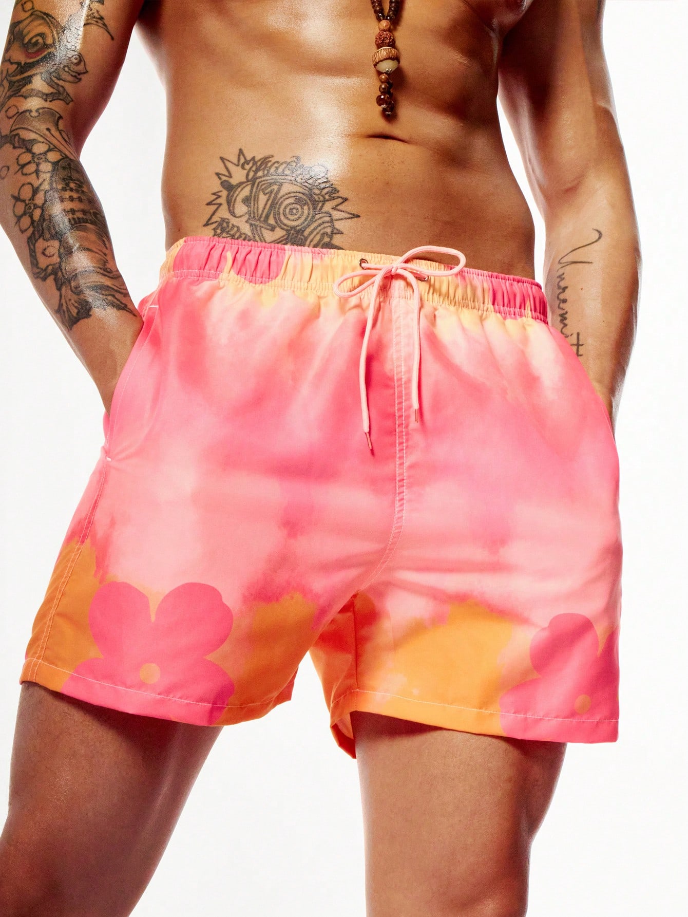 Мужские розовые пляжные шорты с цветочным принтом тай-дай, лето, плавание, детский розовый шорты пляжные мужские termit зеленый