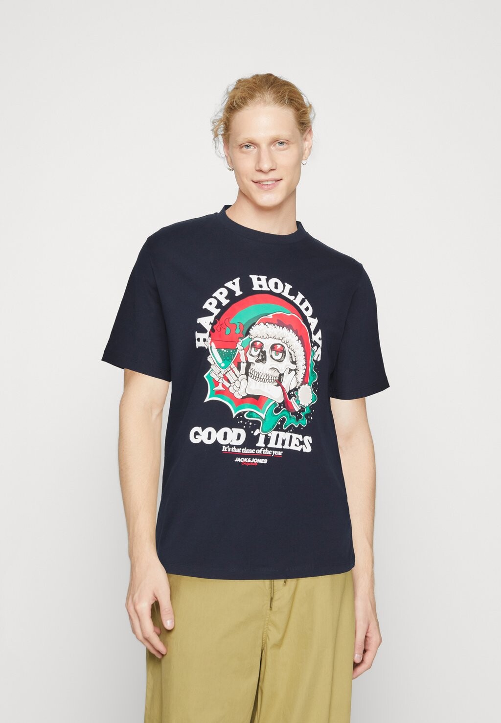 

Футболка с принтом Jorchristmas Skull Ss Crew Neck Jack & Jones, цвет sky captain