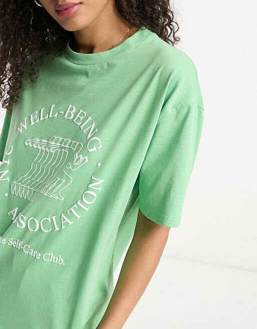 

Зеленая футболка оверсайз с объемным принтом ASOS DESIGN, Зеленый