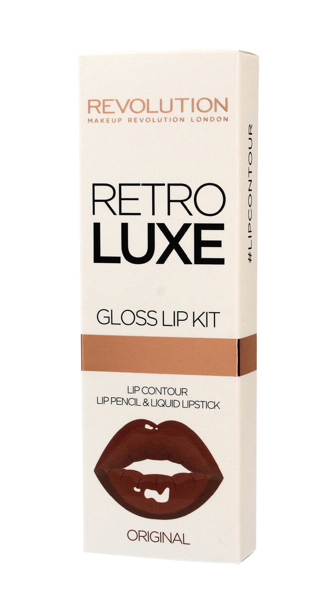 

Makeup Revolution, Набор для губ Retro Luxe Gloss Lip Kit, карандаш для губ + оригинальный блеск для губ, 1 г + 5,5 мл