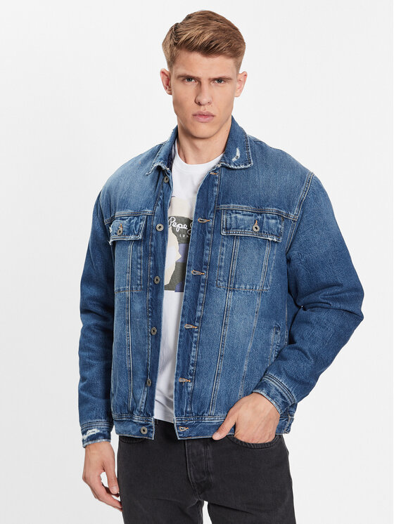 Джинсовая куртка стандартного кроя Pepe Jeans, синий комплект vienetta брюки застежка пуговицы длинный рукав карманы размер 54 синий