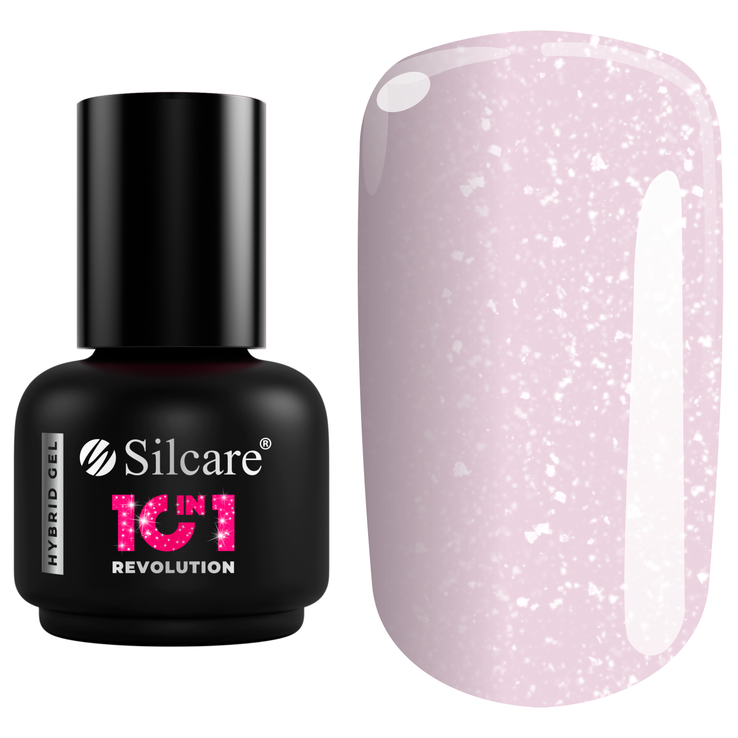 Гибридный лак для ногтей сверкающий фиолетовый Silcare 10In1, 15 мл