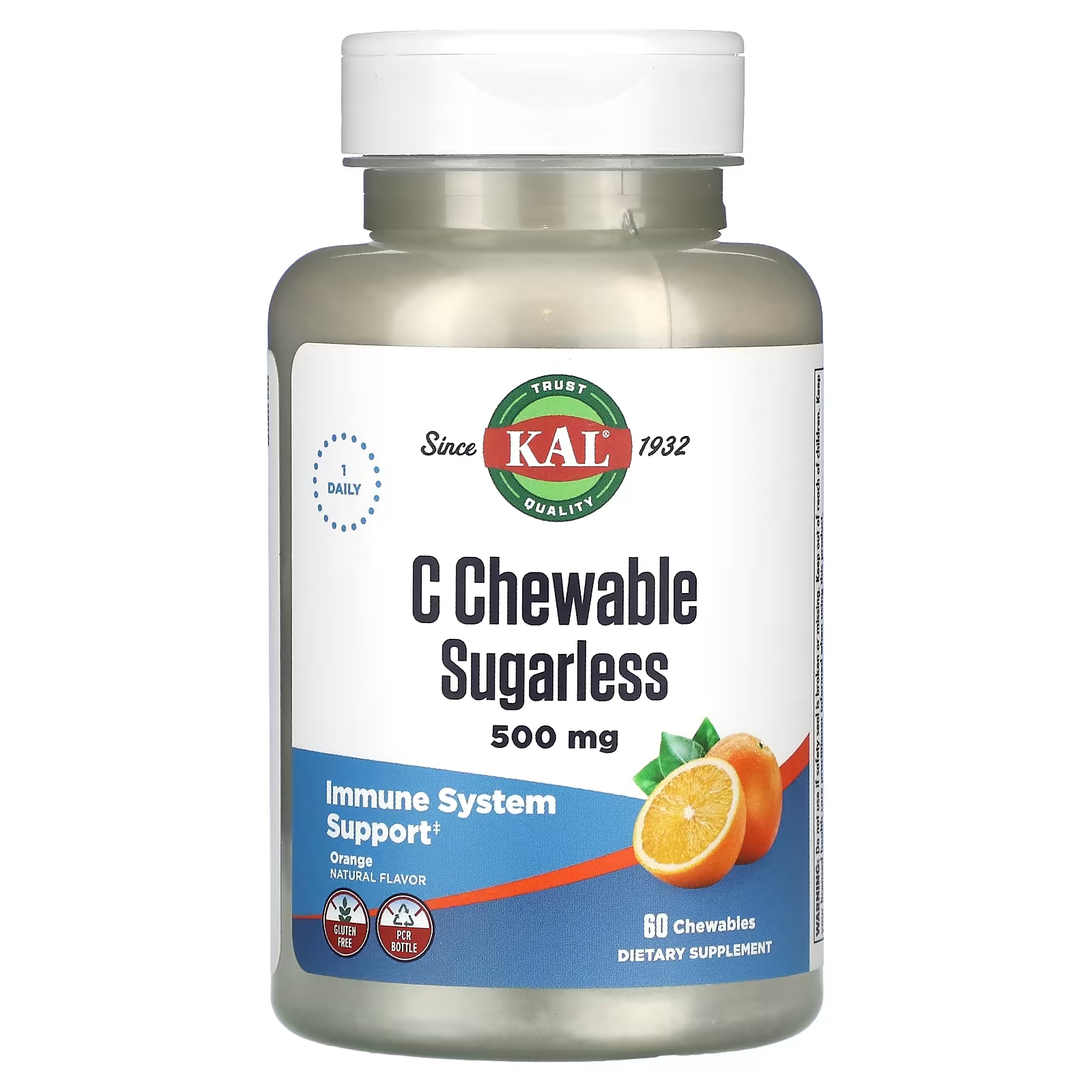 Витамин С KAL без сахара апельсин, 500 мг 60 таблеток superior source c 500 мг острый апельсин для рассасывания без сахара 90 таблеток