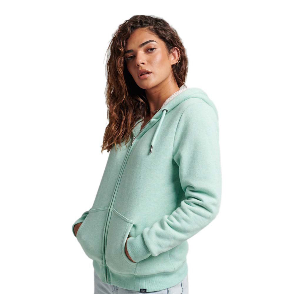 

Толстовка Superdry Borg Lined Hood Full Zip, зеленый