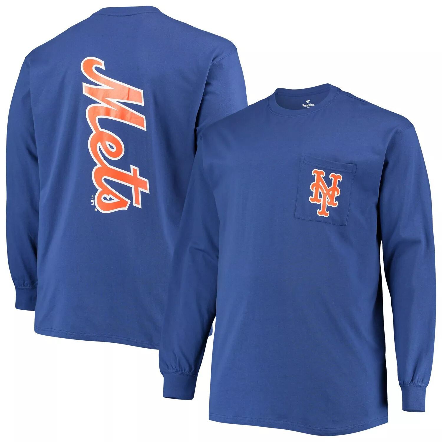 

Мужская фирменная футболка Royal New York Mets Big & Tall с однотонной спиной и длинными рукавами Fanatics