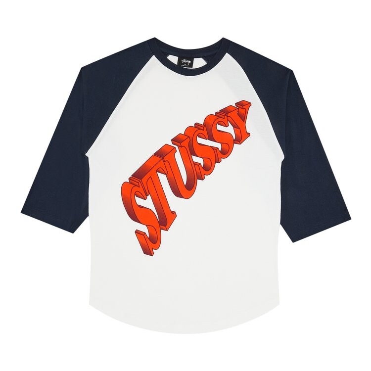 

Лонгслив Stussy Super Raglan 'White/Navy', белый