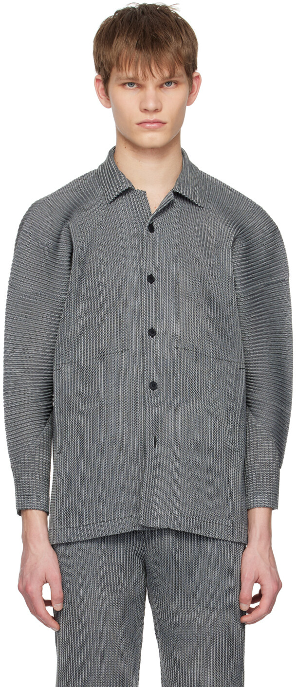 

Серая рубашка в полоску Leno JP Homme Plisse Issey Miyake