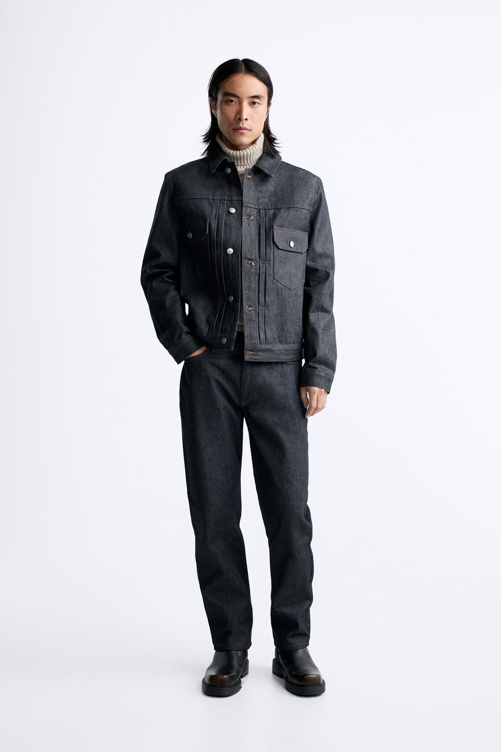 

Плиссированная джинсовая куртка ZARA, синий