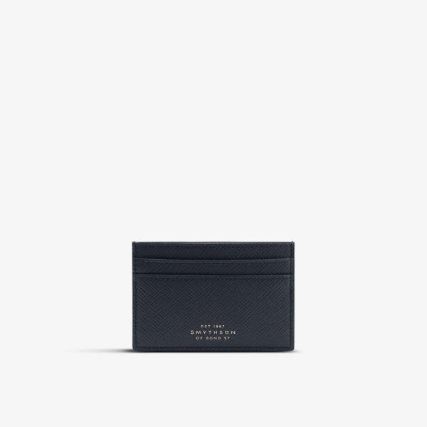 smythson косметичка mara из кожи с эффектом крокодила серо коричневый Картхолдер из панамской кожи с тиснением под крокодила Smythson, темно-синий