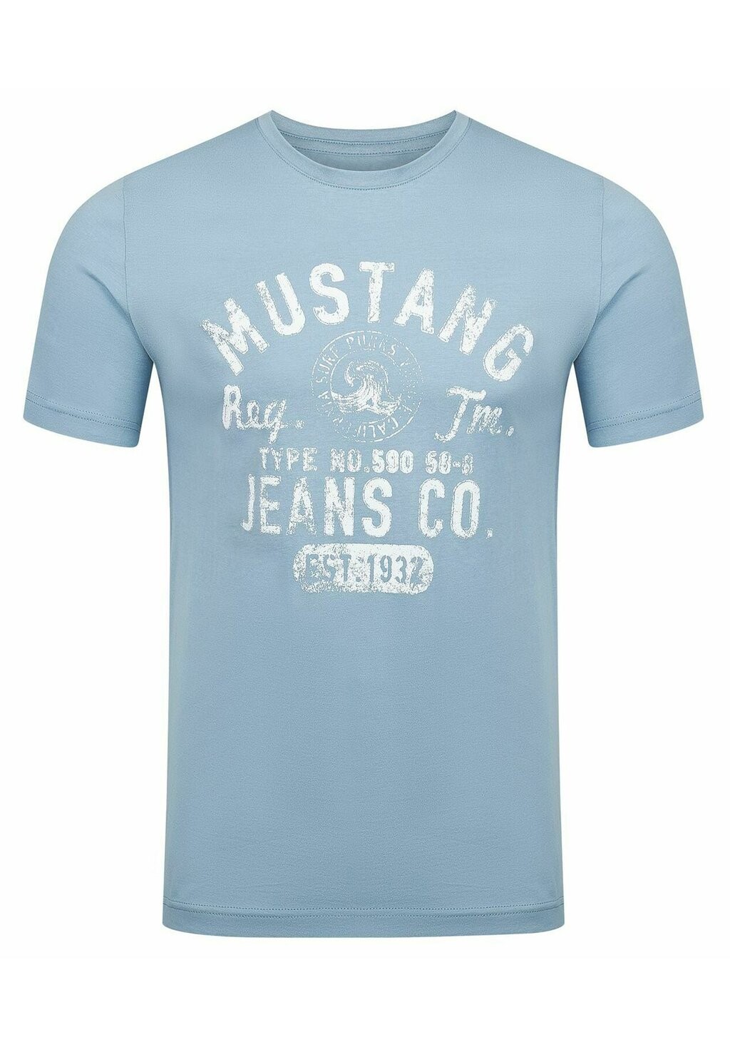 

Футболка с принтом BASIC PRINT Mustang, цвет faded denim