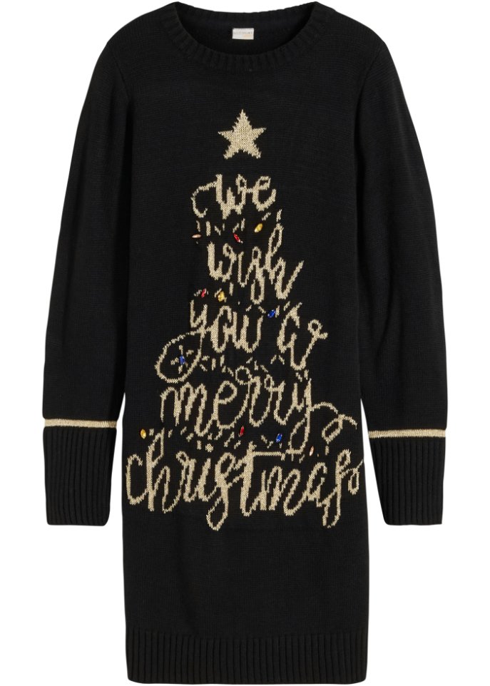 Вязаное платье с рождественским мотивом Bodyflirt Boutique, черный