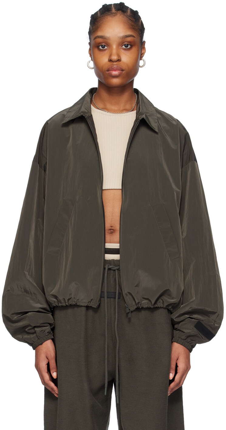

Серый бомбер Shell Fear Of God Essentials, цвет Ink
