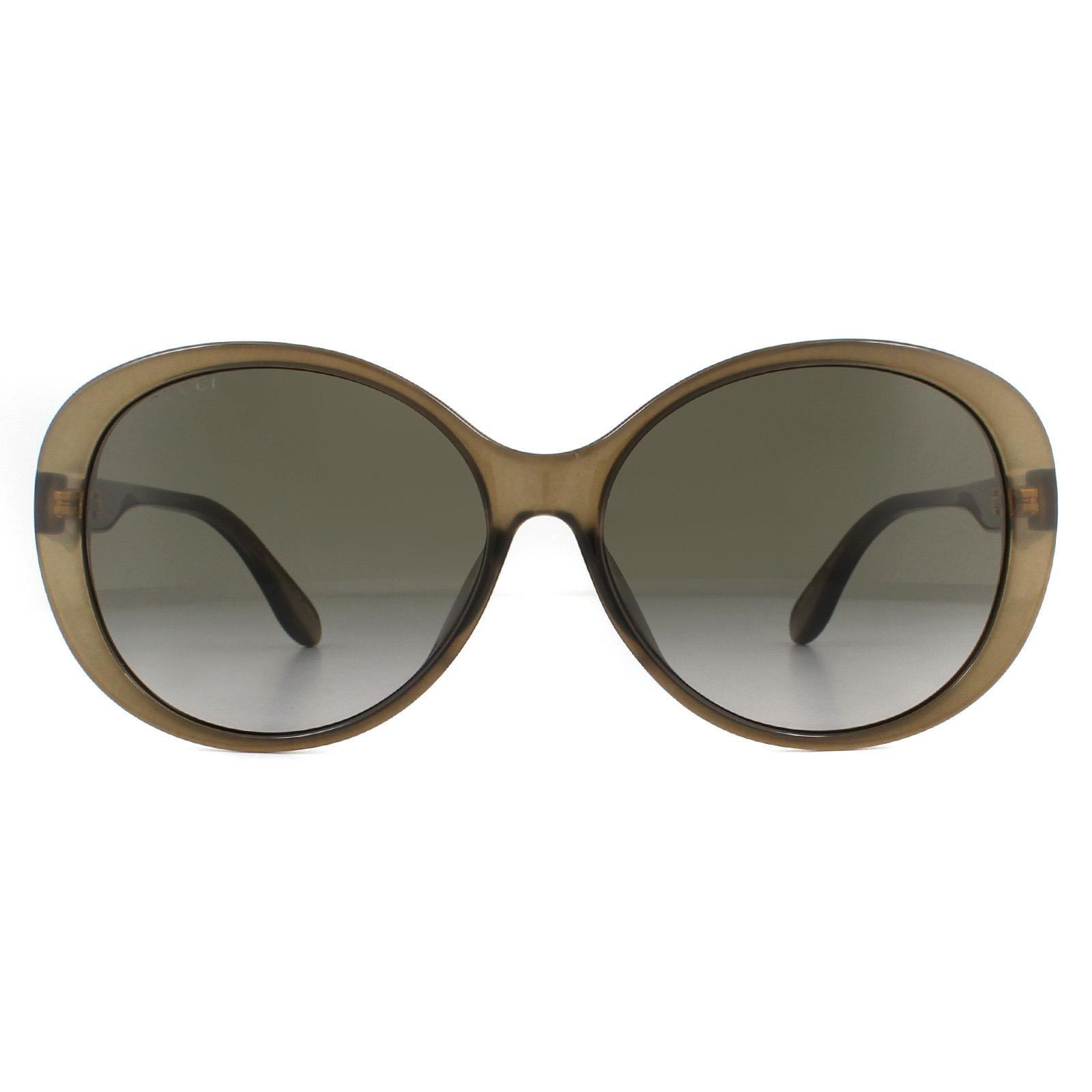Круглые коричневые коричневые солнцезащитные очки с градиентом Gucci, коричневый
