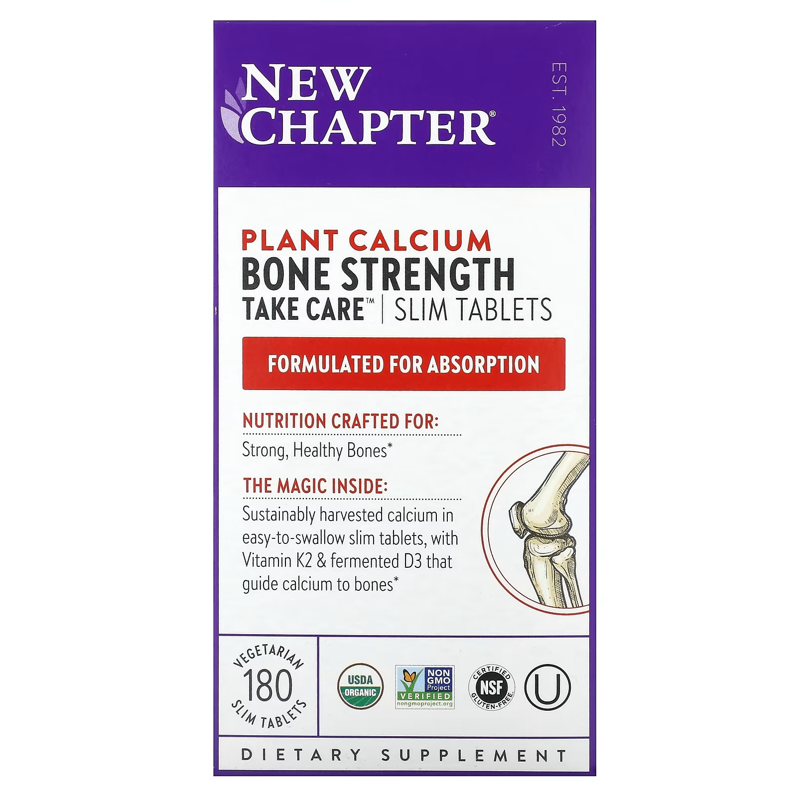 Растительный кальций New Chapter Take Care для укрепления костей, 180 вегетарианских тонких таблеток new chapter bone strength take care 120 тонких вегетарианских таблеток