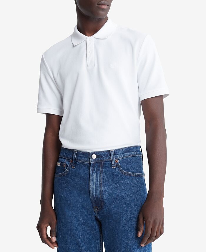 

Мужская однотонная футболка-поло из пике Calvin Klein, фиолетовый
