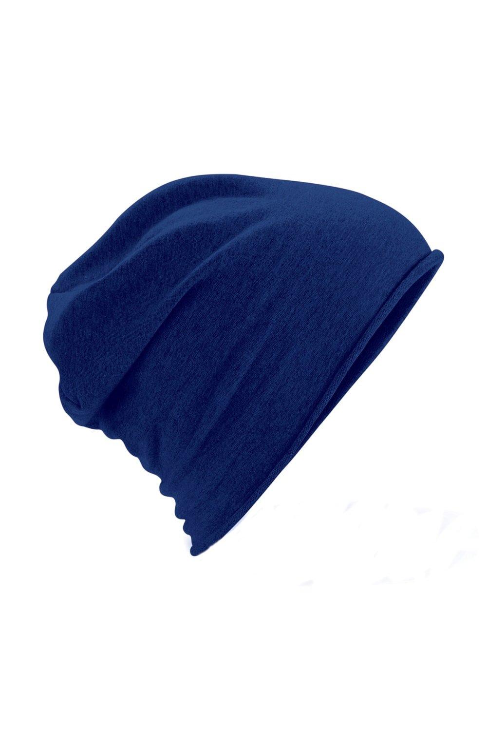 Простая шапка-бини из джерси Beechfield, темно-синий