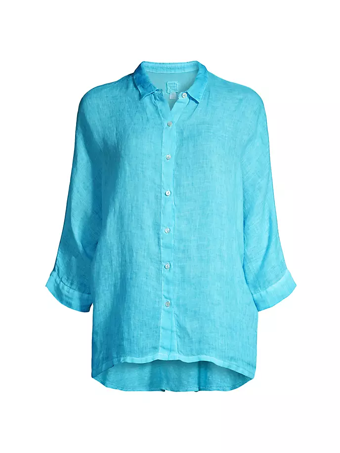 

Льняная рубашка на пуговицах 120% Lino, цвет turquoise soft fade