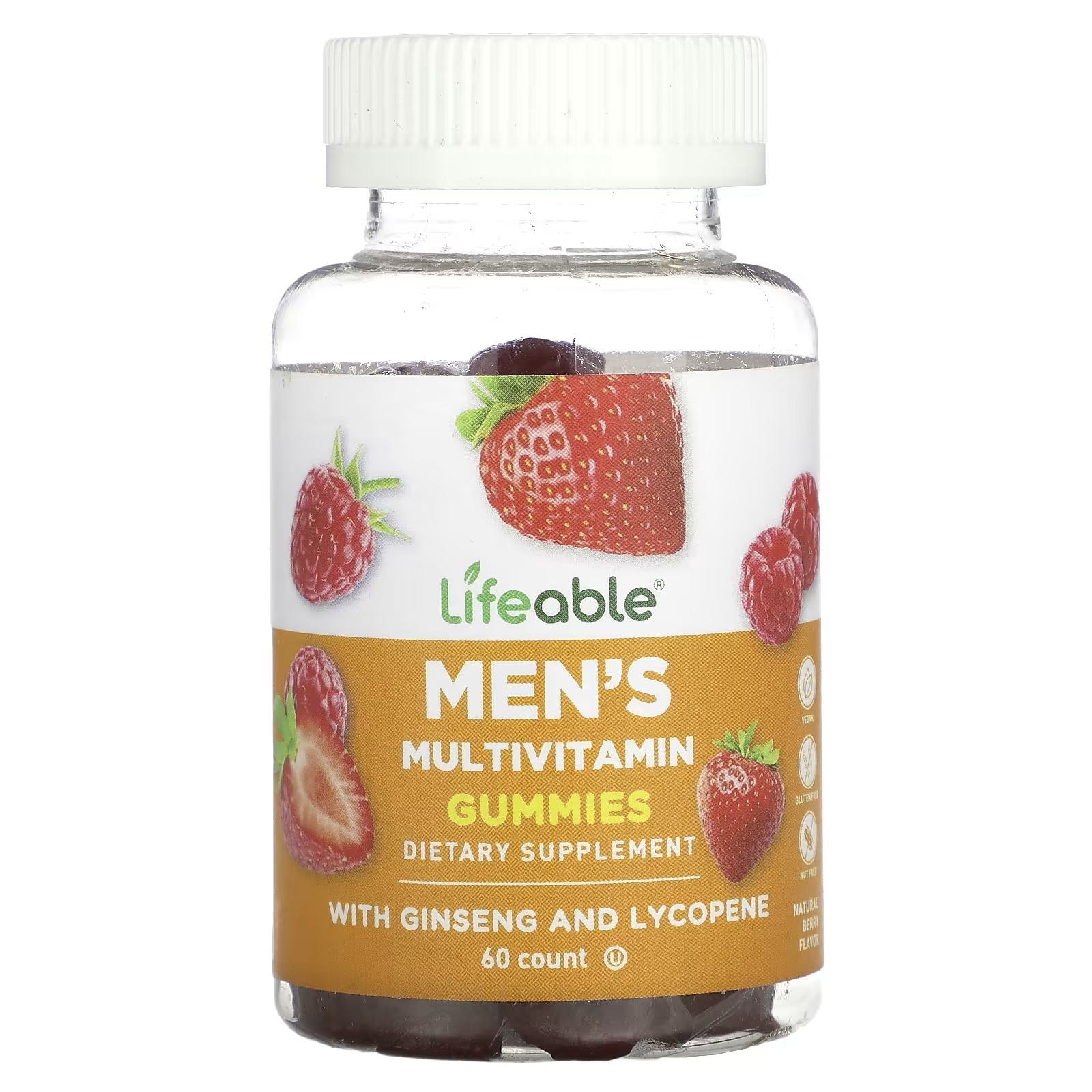 Мультивитаминны мужские Lifeable Natural Berry, 60 жевательных конфет пищевая добавка balen мед с пыльцой и женьшенем 230г 2 шт