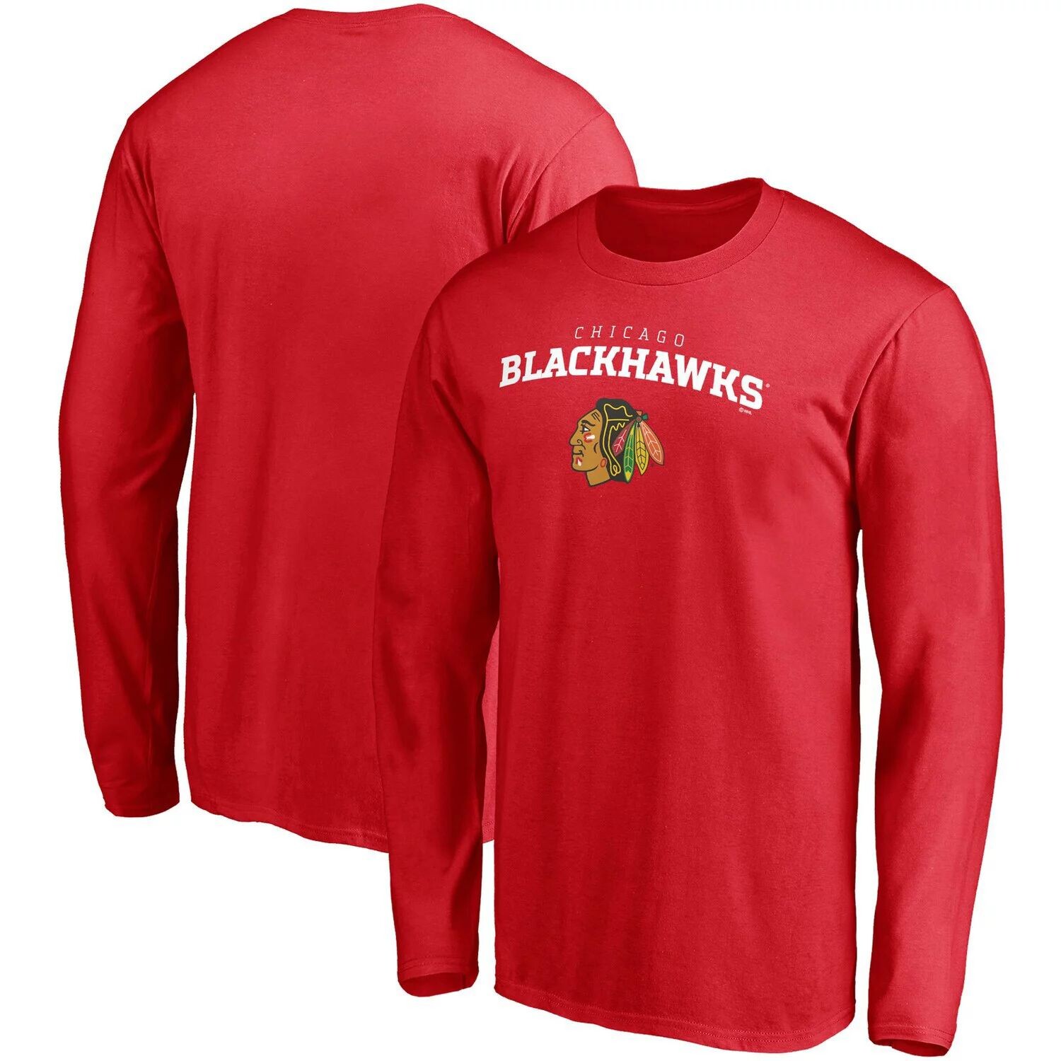 

Мужская красная футболка с длинным рукавом и логотипом команды Chicago Blackhawks Fanatics, Красный